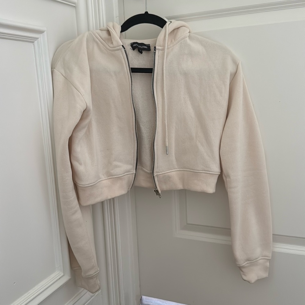 Small pretty little thing cropped hoodie, beige
